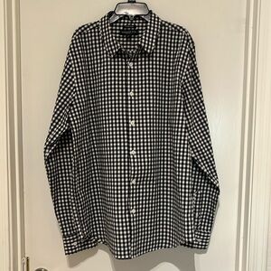 London Fog Long Sleeve Button Down Black & White Checkered XL